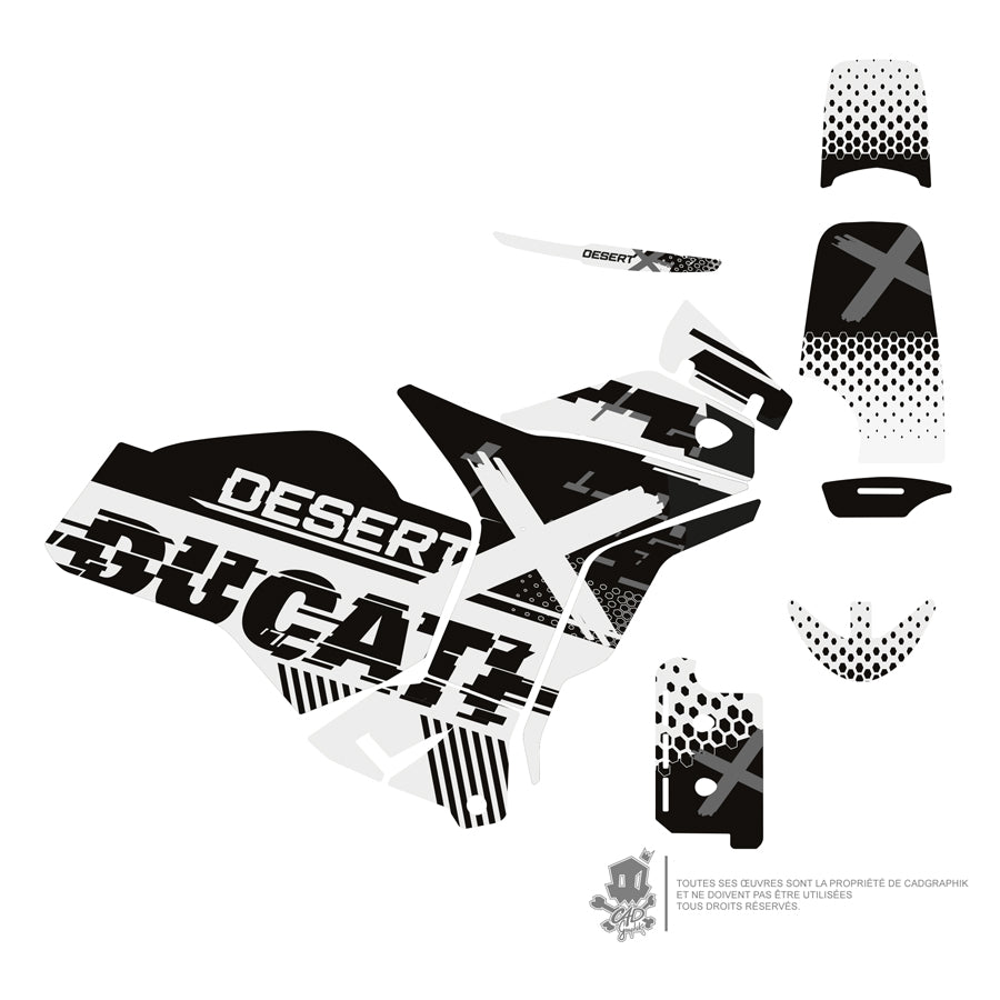 DUCATI GRAPHIC KIT - DESERT X - BLACK PIX - ONLY 30