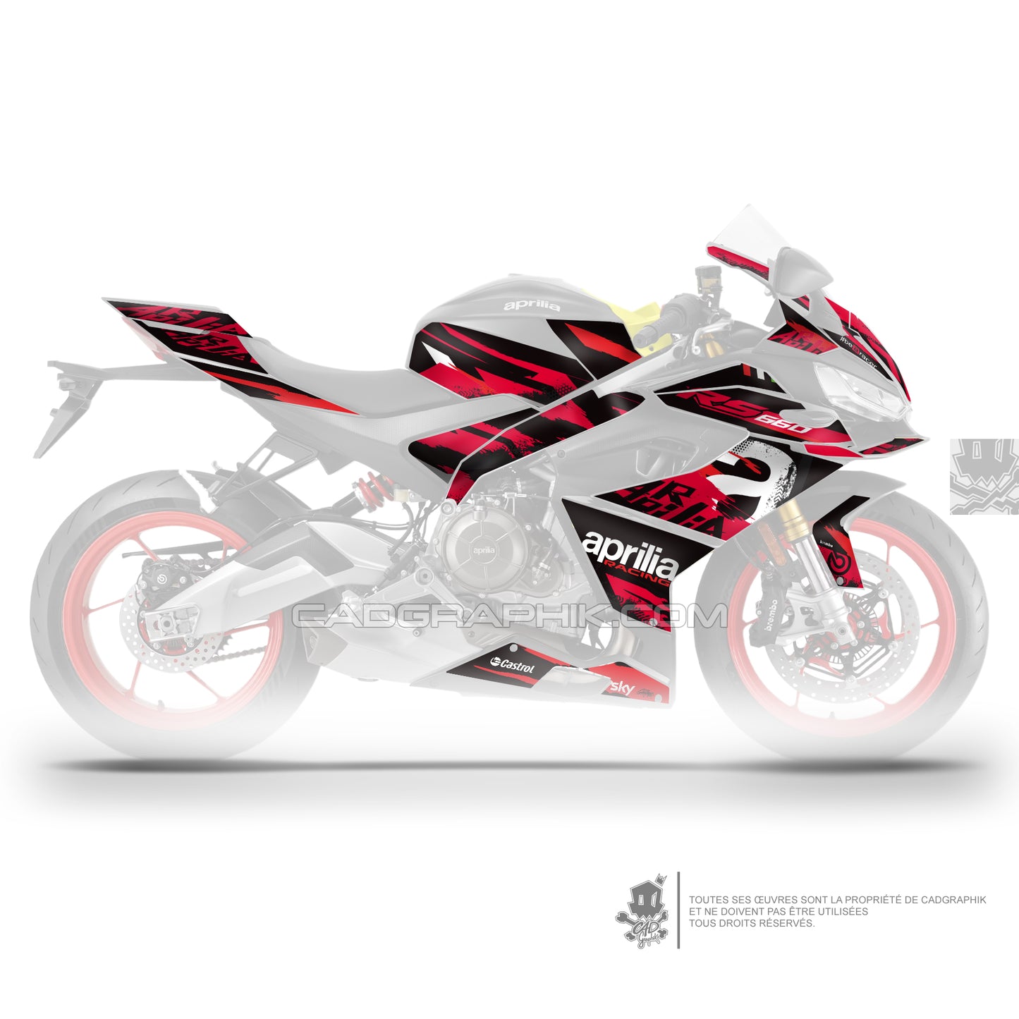 APRILIA KIT DÉCO - RS 660 - BACKGROUND RED - ONLY 50