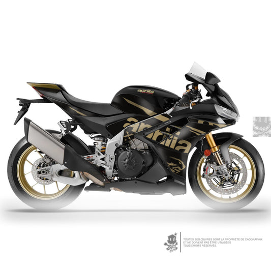 APRILIA GRAPHIC KIT - RSV4 1100 FACTORY - METALLIC - BLACK GOLD - ONLY 30