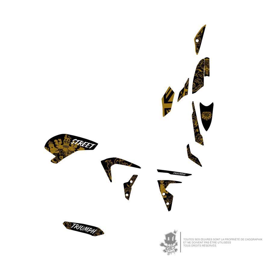 GRAPHIC KIT TRIUMPH - STREET TRIPLE RS 765 -BAROK LEE -GOLD- ONLY-X