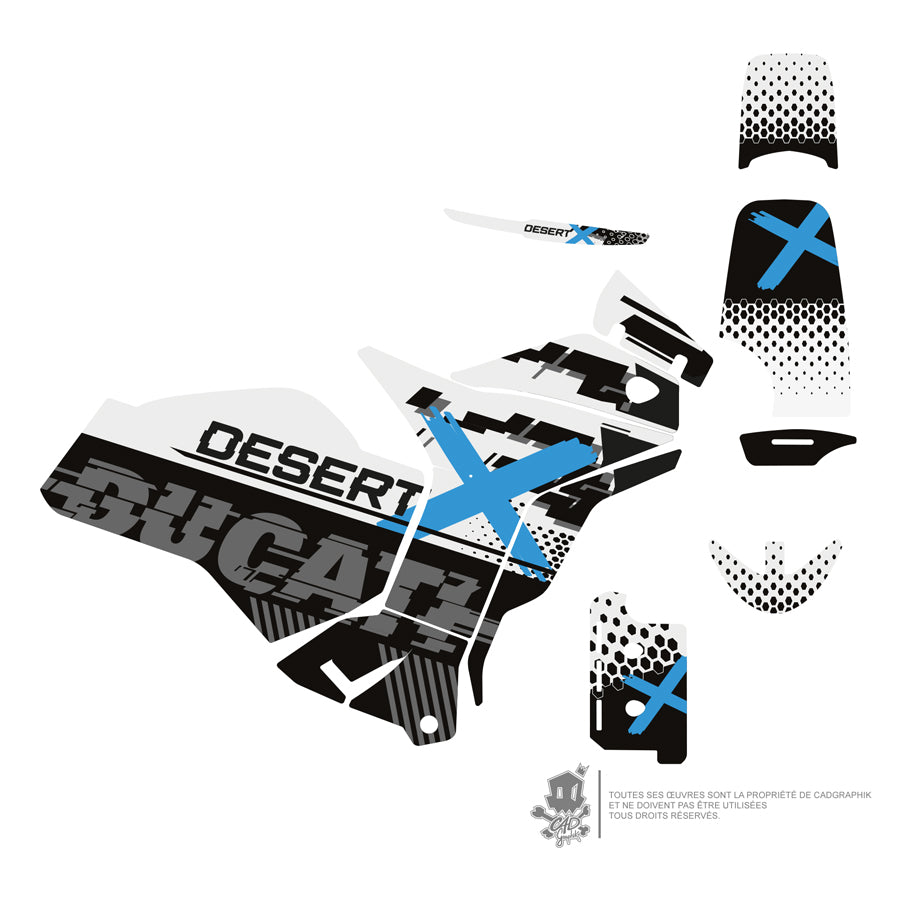 DUCATI GRAPHIC KIT - DESERT X - BLUE PIX - ONLY 30