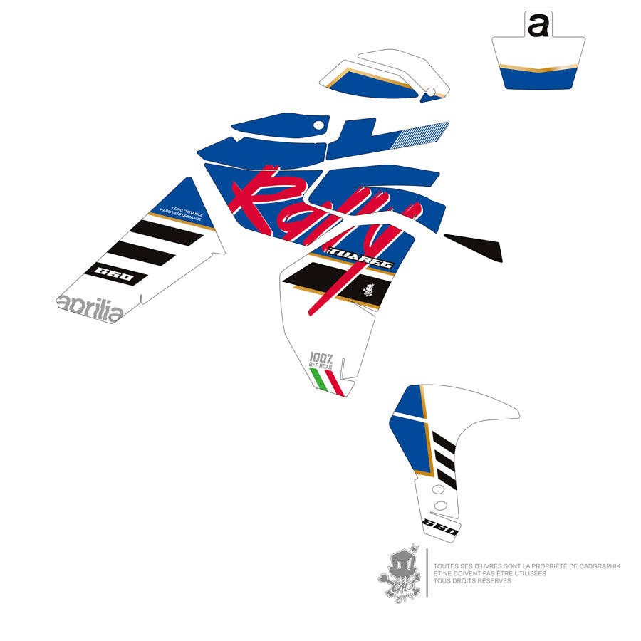 APRILIA GRAPHIC KIT - TUAREG 660 RALLY BLUE - ONLY 30
